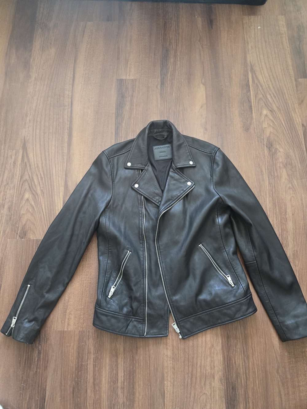 All Saints Black Lamb Leather Biker Jacket